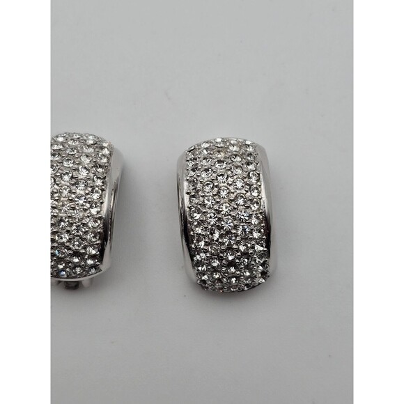 Vintage Christian Dior Signed Half Hoop Rhinestone Earrings, Perfect Condition - Picture 1 of 9